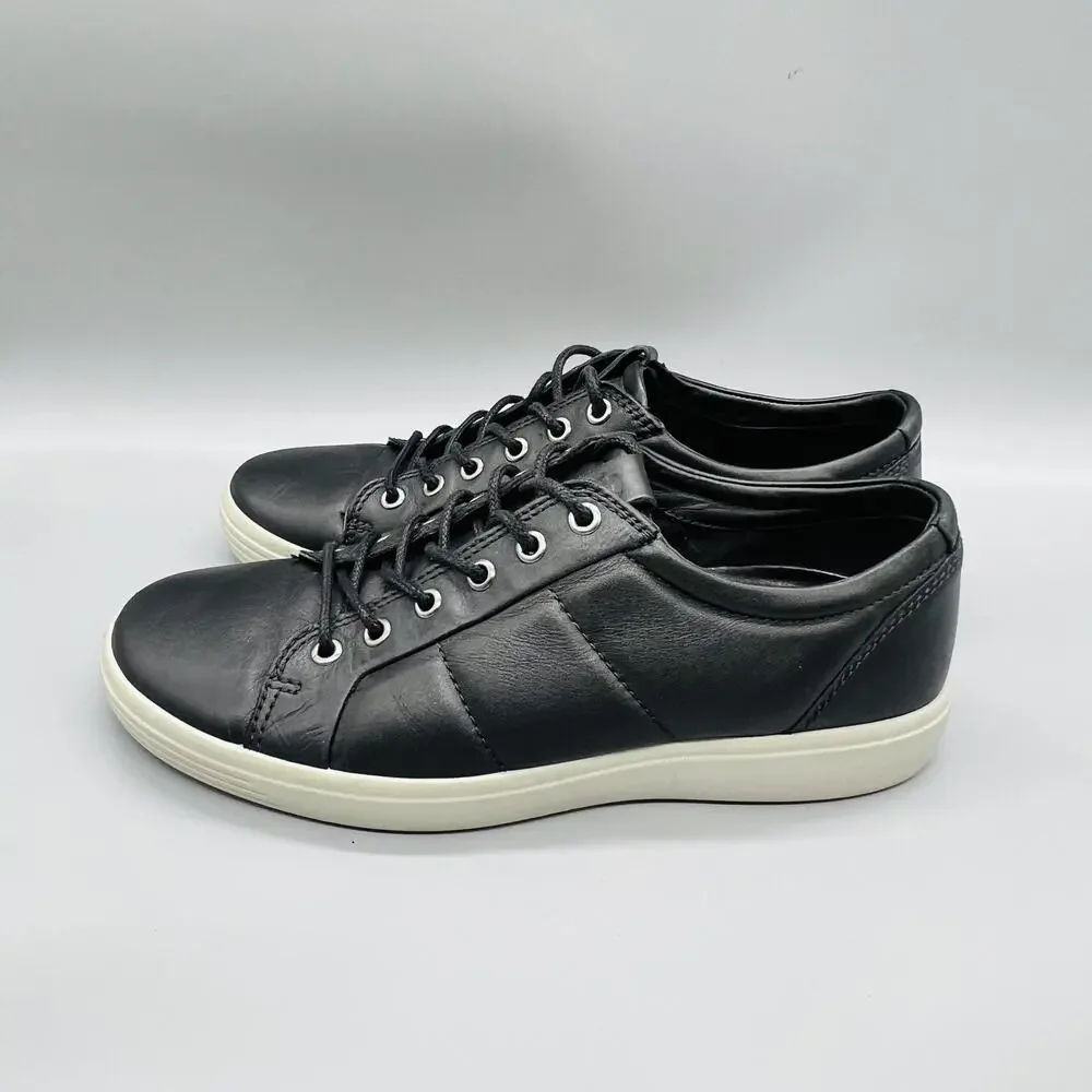 ECCO Shoes Mens 6 Black Leather Lace Up Low Top Casual Sneakers Comfort Walking
